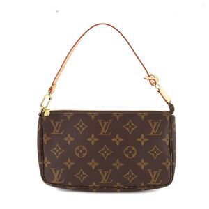 Louis Vuitton Monogram Pochette Accessoires Brown Gold Metal Fittings